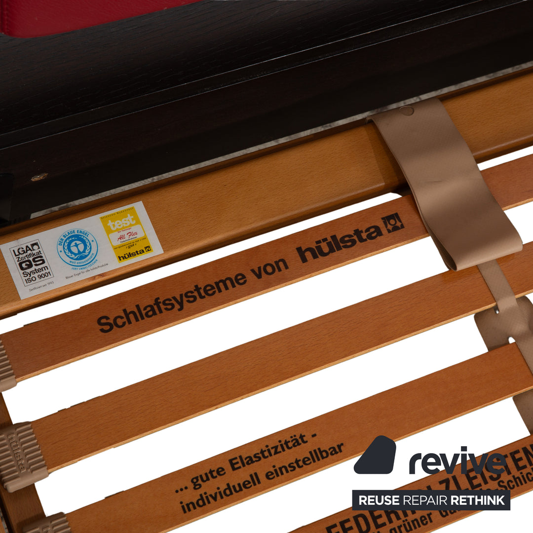 Hülsta Tamis Holz Leder Bett Dunkelbraun Rot 180x200