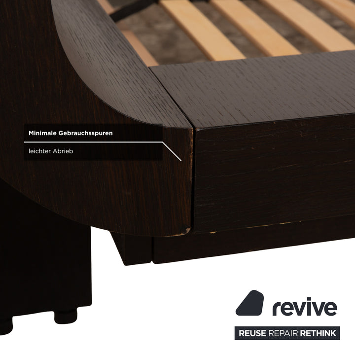 Lit Hülsta Tamis Wood Leather Noir Rouge 180 x 200