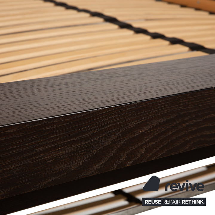 Lit Hülsta Tamis Wood Leather Noir Rouge 180 x 200