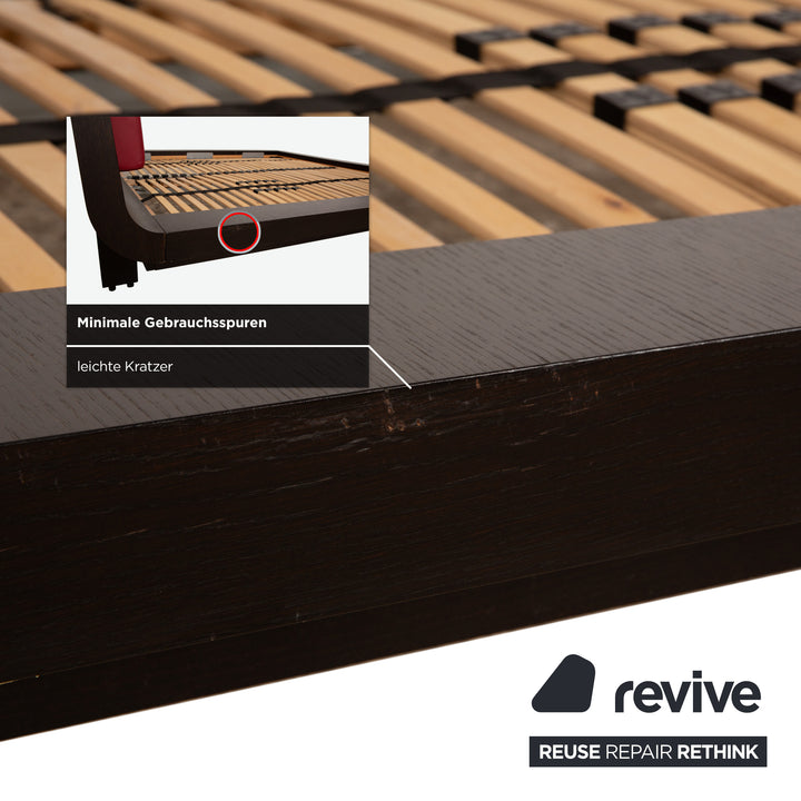 Lit Hülsta Tamis Wood Leather Noir Rouge 180 x 200