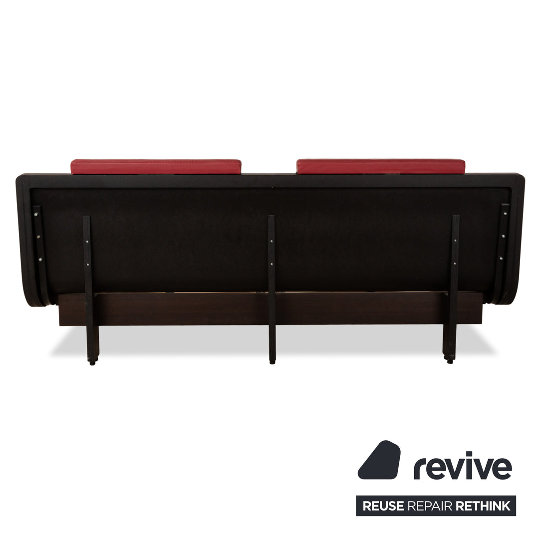 Lit Hülsta Tamis Wood Leather Noir Rouge 180 x 200