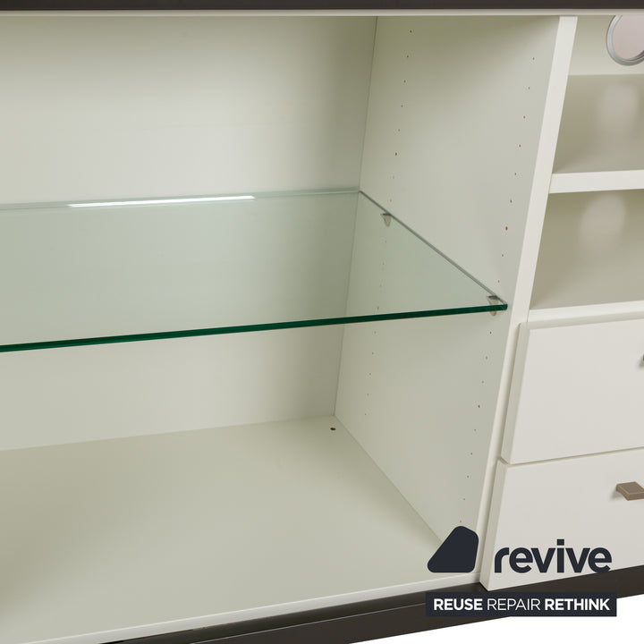 Hülsta Xelo Holz Glas Sideboard Weiß Grau Glas Schubladen Vitrine Mediaboard