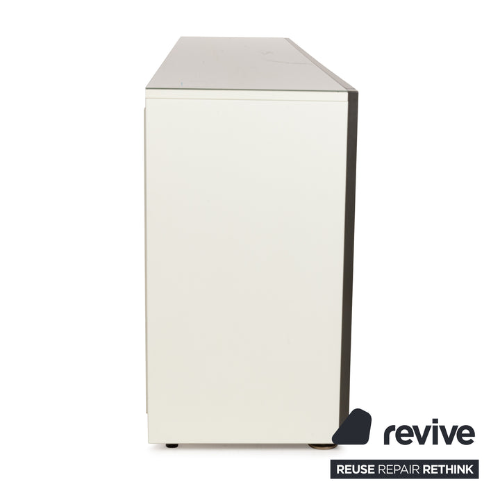 Hülsta Xelo Holz Glas Sideboard Weiß Grau Glas Schubladen Vitrine Mediaboard