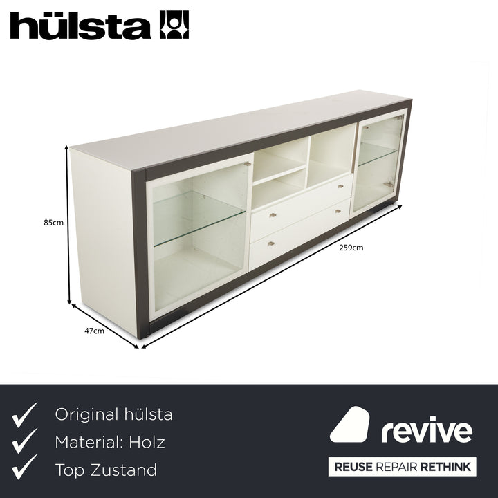 Hülsta Xelo Holz Glas Sideboard Weiß Grau Glas Schubladen Vitrine Mediaboard