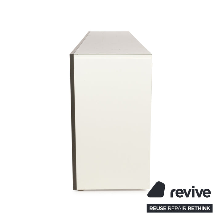 Hülsta Xelo Holz Glas Sideboard Weiß Grau Glas Schubladen Vitrine Mediaboard