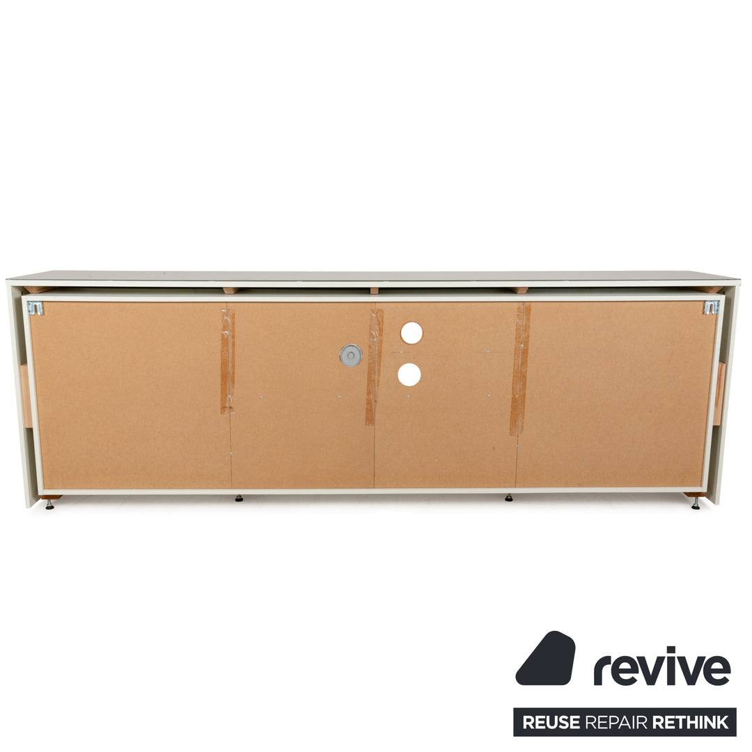 Hülsta Xelo Holz Glas Sideboard Weiß Grau Glas Schubladen Vitrine Mediaboard