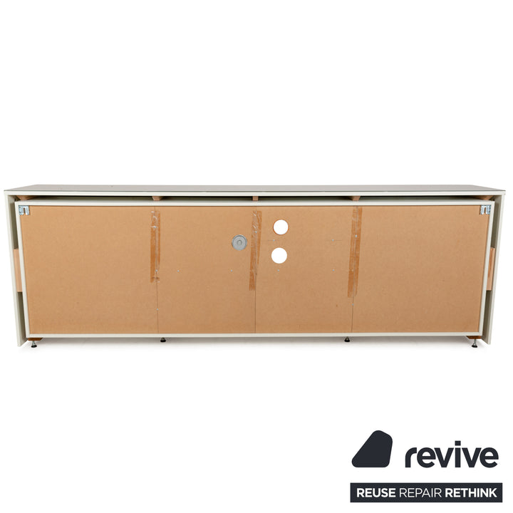 Hülsta Xelo Holz Glas Sideboard Weiß Grau Glas Schubladen Vitrine Mediaboard