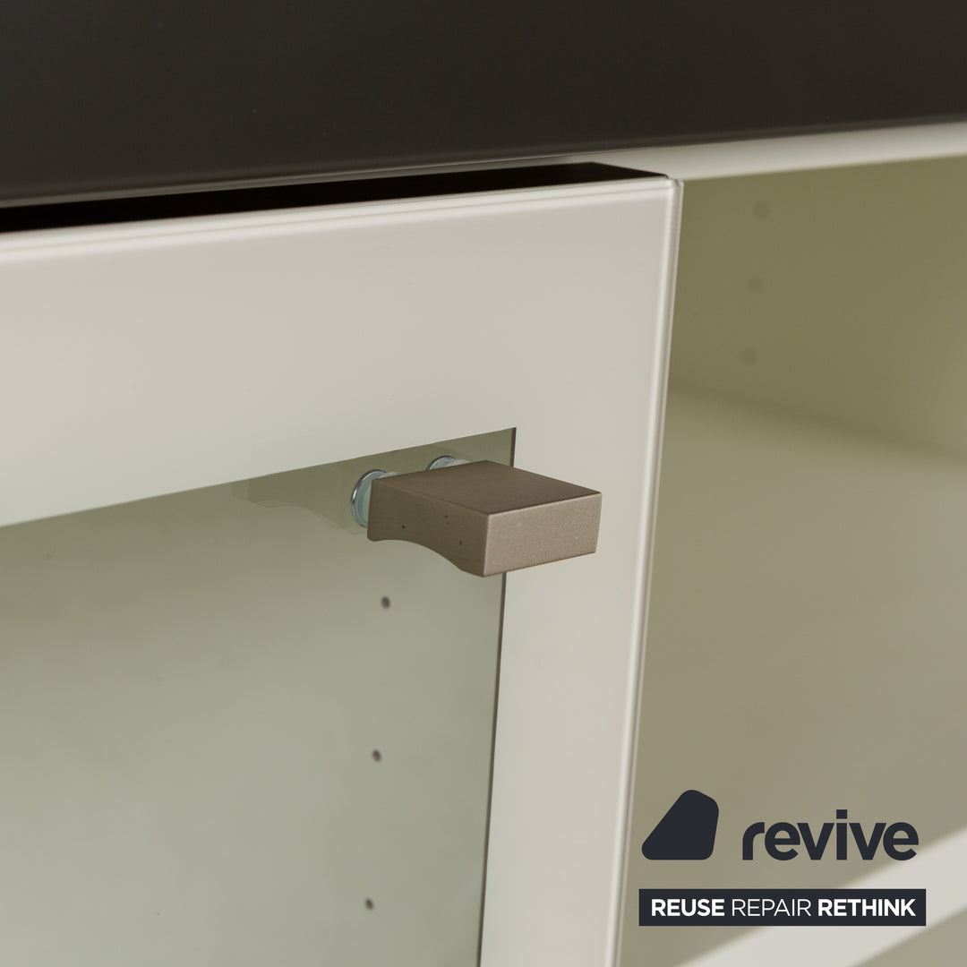 Hülsta Xelo Holz Glas Sideboard Weiß Grau Glas Schubladen Vitrine Mediaboard