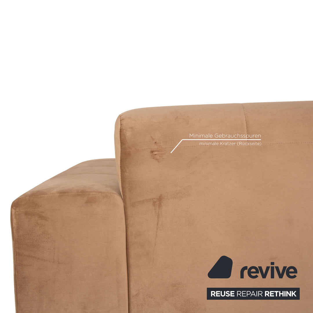 iconX STUDIOS Astra velvet fabric corner sofa brown recamier right