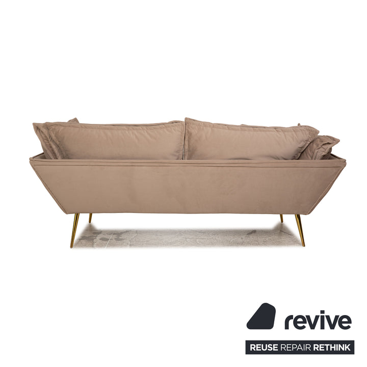 IconX STUDIOS Aura Samt Stoff Dreisitzer Sofa Couch Beige