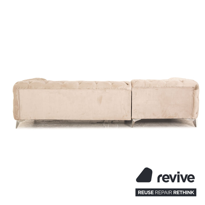 IconX STUDIOS Bali Samt Stoff Ecksofa Beige Recamiere links