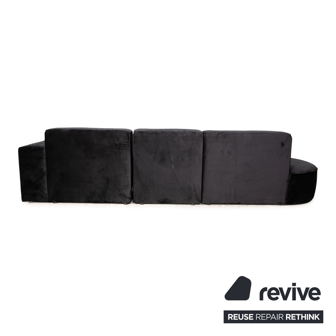 IconX STUDIOS Canapé d'angle en tissu velours Belagio chaise longue noire droite