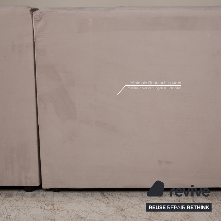 IconX STUDIOS Beluga Samt Stoff Ecksofa Creme Recamiere rechts & links