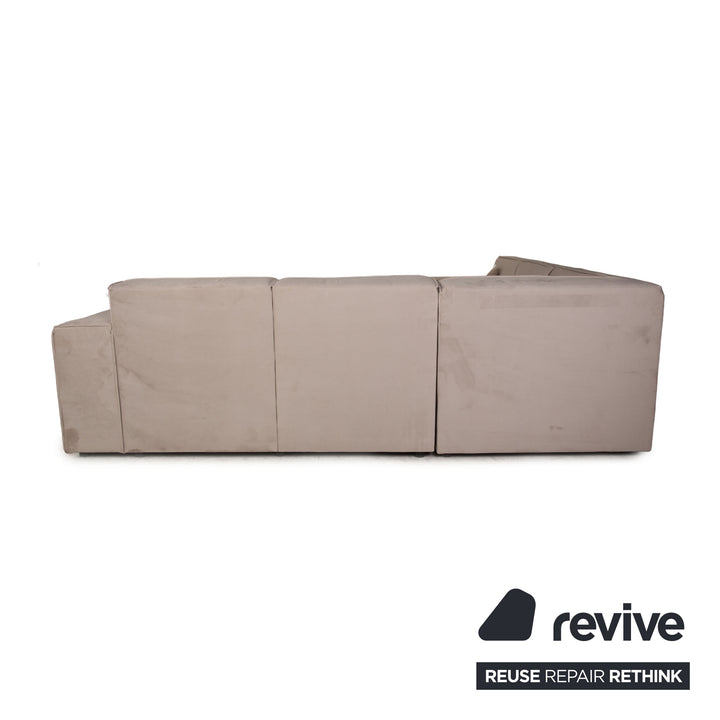 IconX STUDIOS Beluga Samt Stoff Ecksofa Creme Recamiere rechts & links