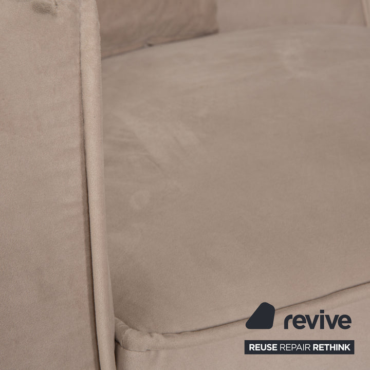 IconX STUDIOS Beluga Samt Stoff Ecksofa Creme Recamiere rechts & links