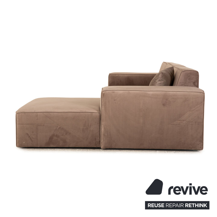 iconX STUDIOS Beluga velvet fabric corner sofa grey taupe chaise longue right