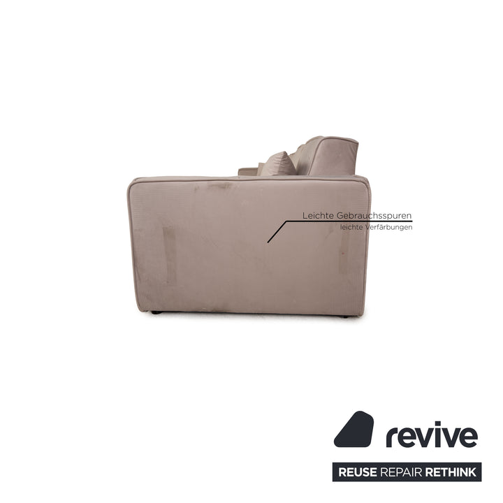 IconX STUDIOS Beluga Samt Stoff Ecksofa Sofa Couch Beige Recamiere links