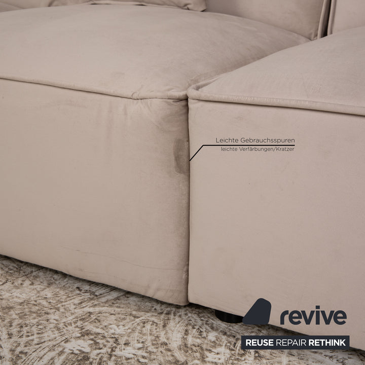 IconX STUDIOS Beluga velvet fabric corner sofa couch beige recamier left