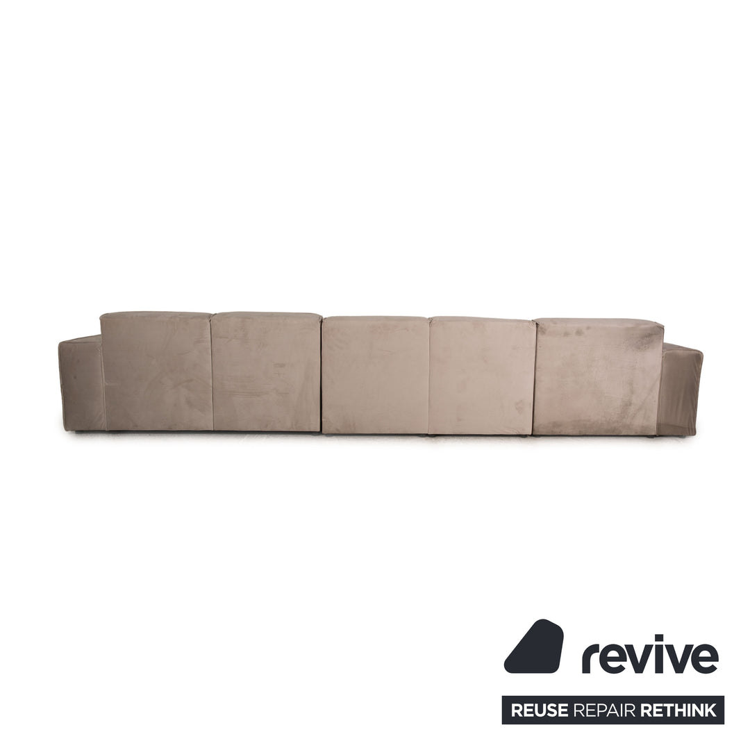 IconX STUDIOS Beluga Samt Stoff Ecksofa Sofa Couch Beige Recamiere links