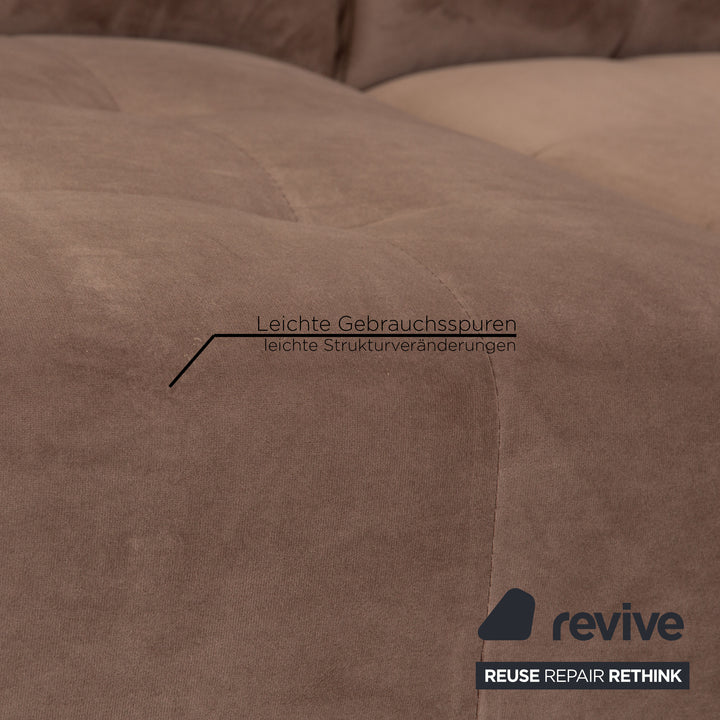 IconX STUDIOS Bloom Velvet Fabric Three Seater Beige Sofa