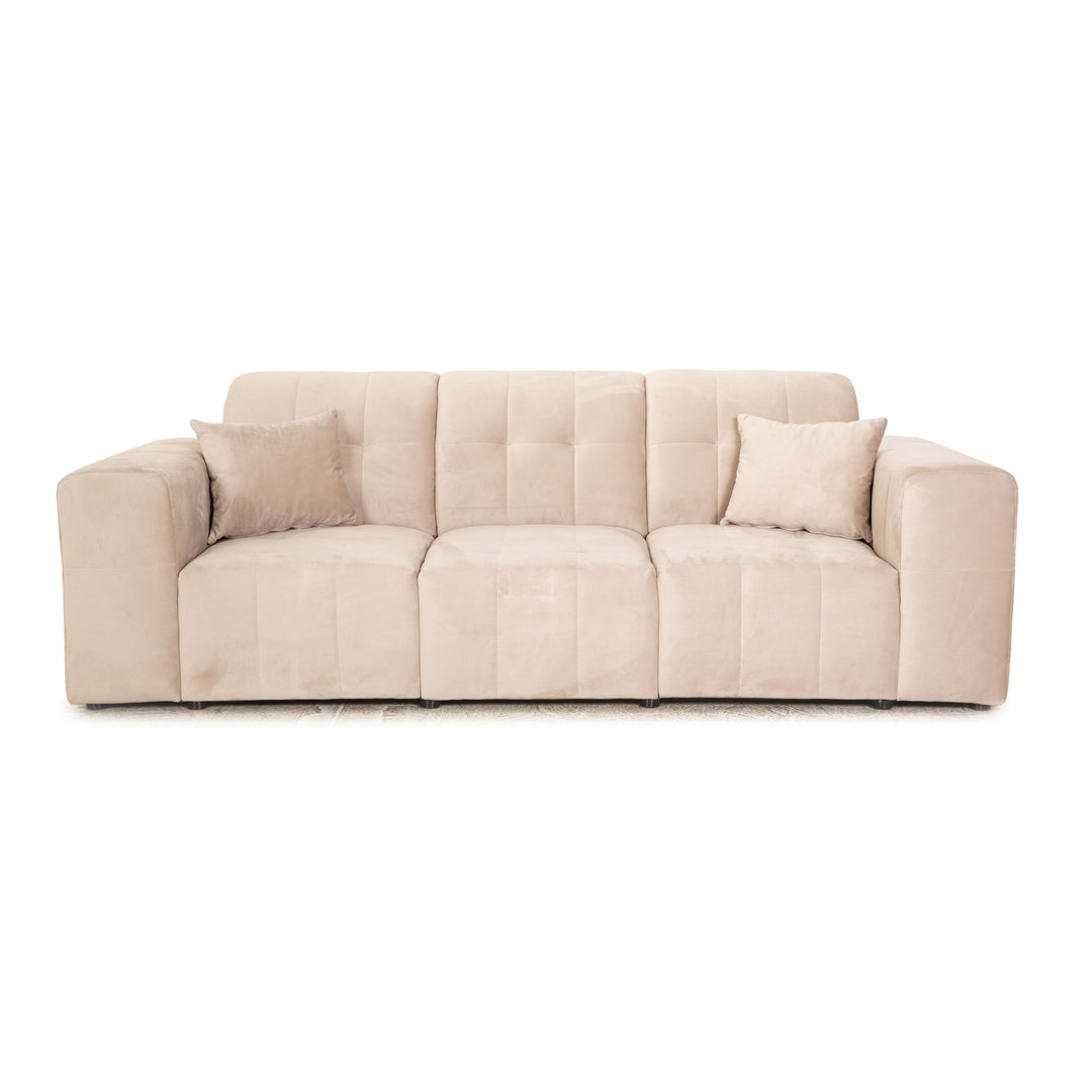 IconX STUDIOS Bloom Samt Stoff Dreisitzer Beige Sofa Couch