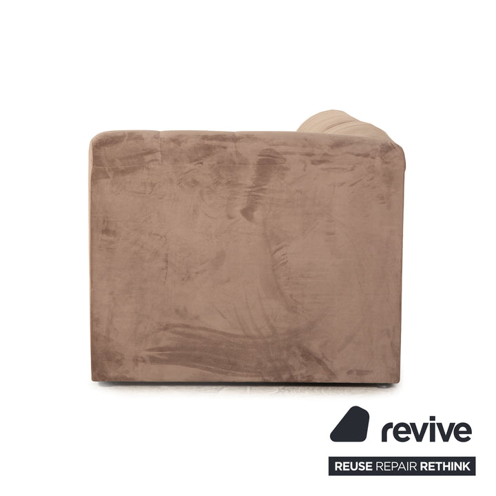 IconX STUDIOS Bloom Velvet Fabric Three Seater Beige Sofa