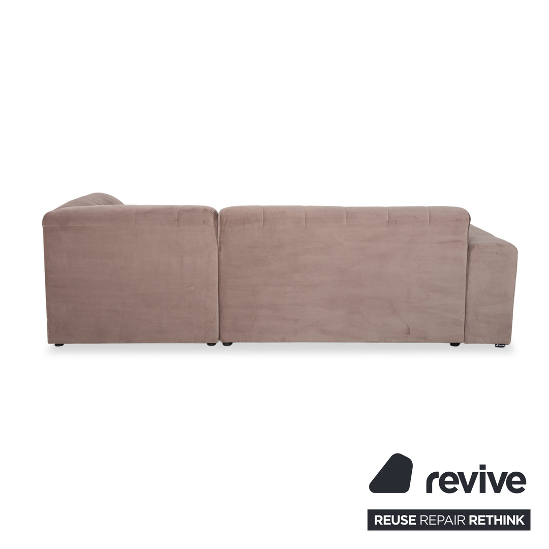 IconX STUDIOS Bloom Velvet Fabric Three-Seater Light Grey Beige Taupe Sofa Couch