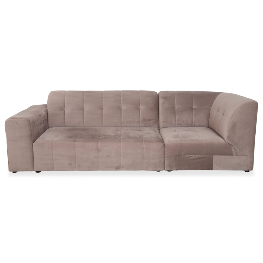 IconX STUDIOS Bloom Samt Stoff Dreisitzer Hellgrau Beige Taupe Sofa Couch