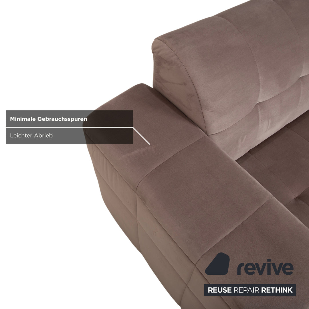 IconX STUDIOS Bloom Velvet Fabric Three-Seater Light Grey Beige Taupe Sofa Couch