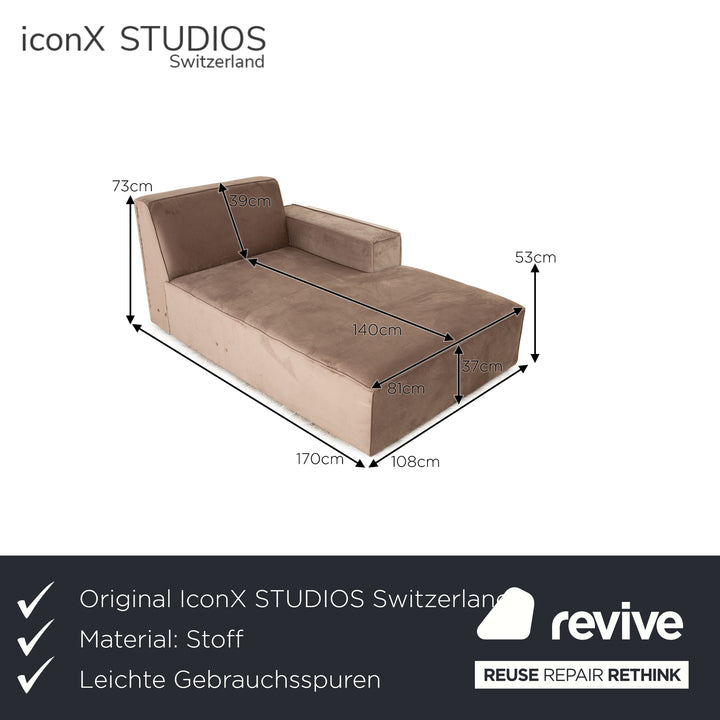 IconX STUDIOS Lit de repos deux places en tissu velours Hedera beige