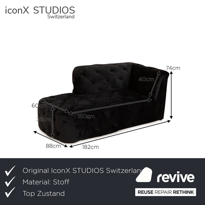 IconX STUDIOS Samt Stoff Liege Schwarz