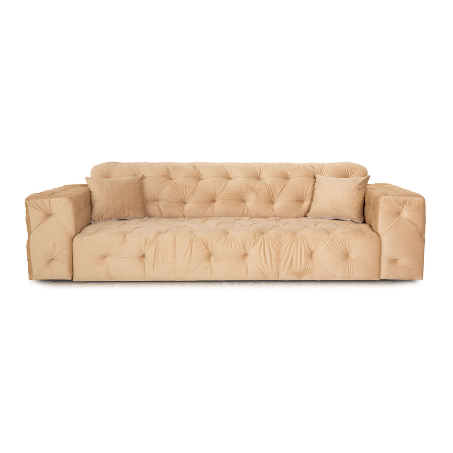 IconX STUDIOS Venus Samt Stoff Dreisitzer Beige Sofa Couch