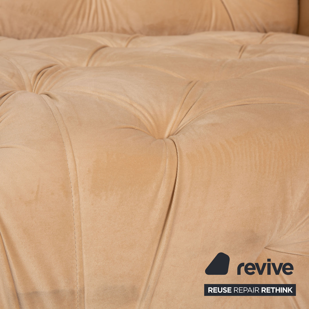 IconX STUDIOS Venus Samt Stoff Dreisitzer Beige Sofa Couch