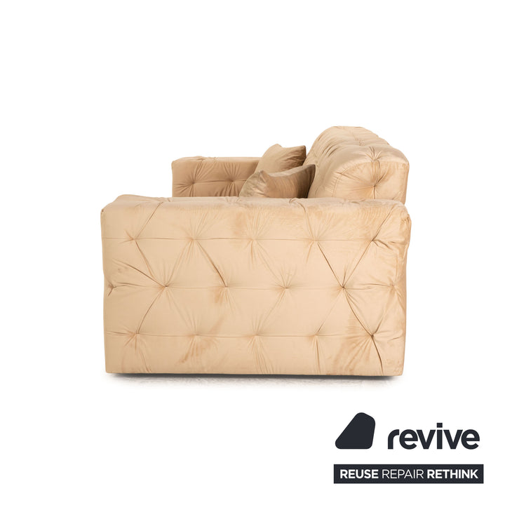IconX STUDIOS Venus Samt Stoff Dreisitzer Beige Sofa Couch