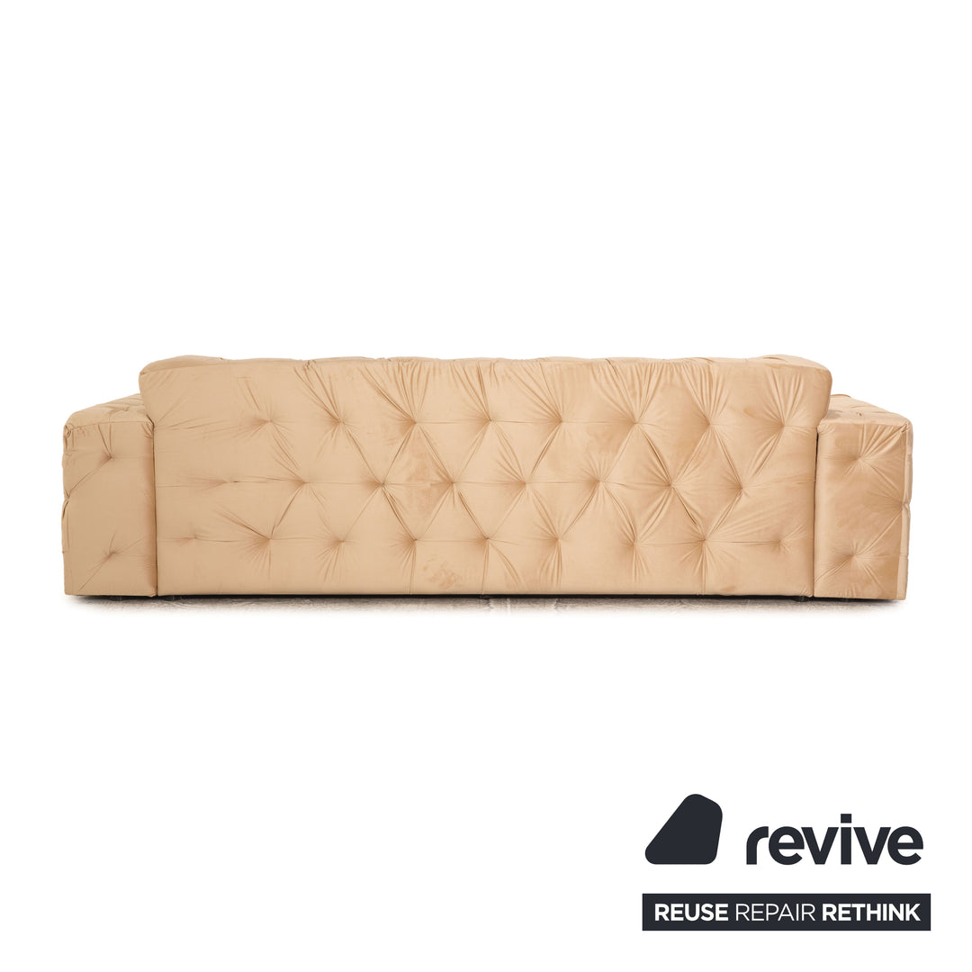 IconX STUDIOS Venus Samt Stoff Dreisitzer Beige Sofa Couch