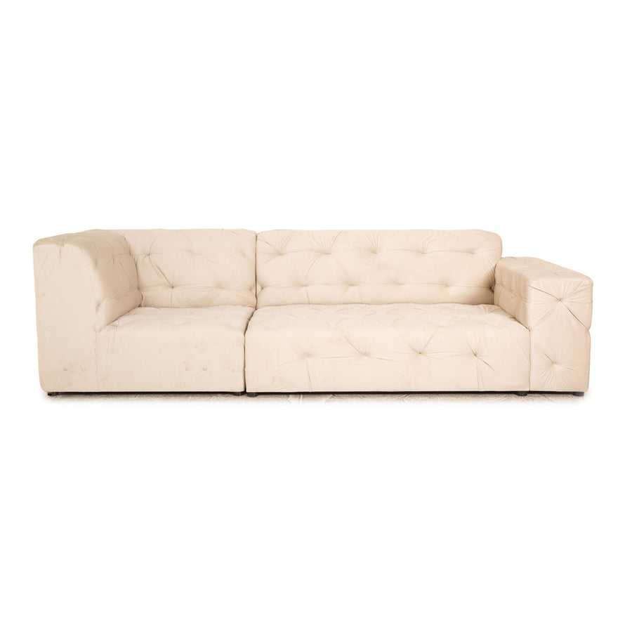 IconX STUDIOS Venus Velvet Fabric Three Seater Sofa Couch Beige