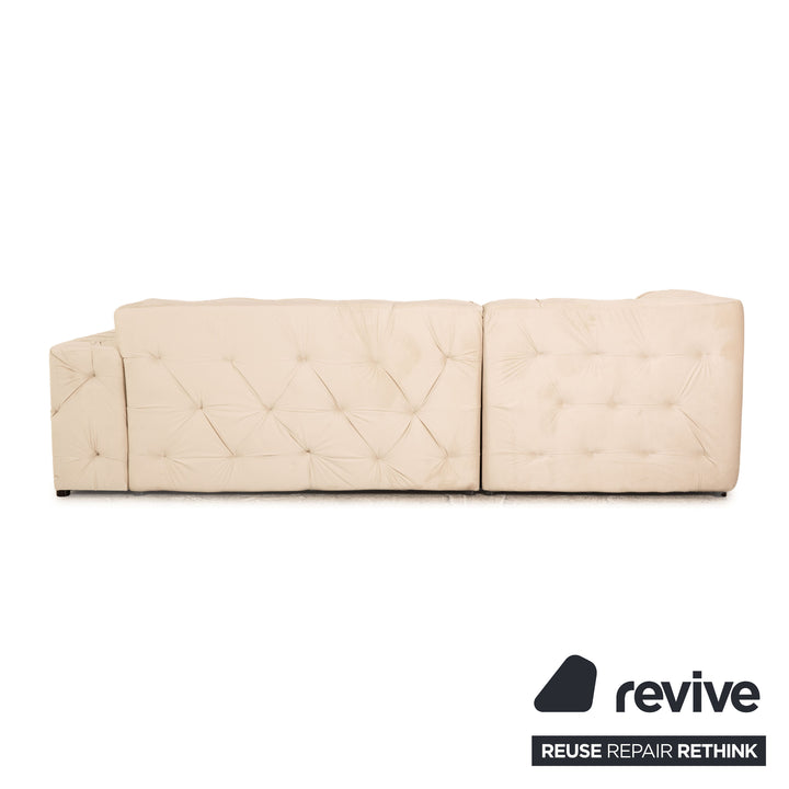 IconX STUDIOS Venus Velvet Fabric Three Seater Sofa Couch Beige