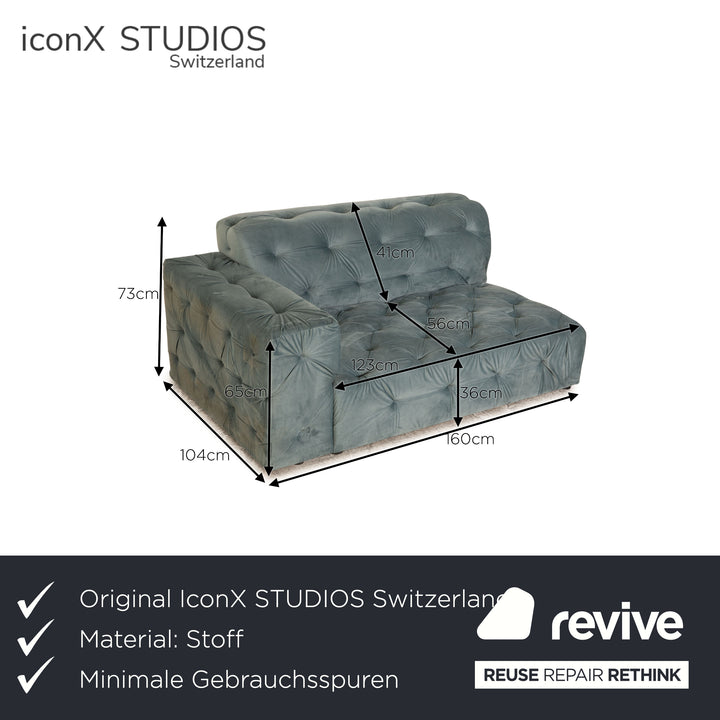 IconX STUDIOS Chaise longue en tissu velours Venus Bleu