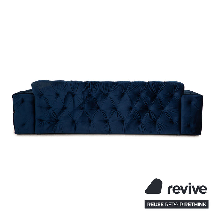 IconX STUDIOS Venus Samt Stoff Viersitzer Sofa Couch Blau