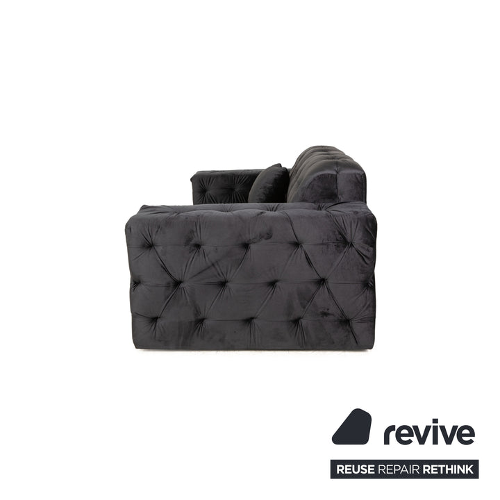 IconX STUDIOS Venus Samt Stoff Zweisitzer Sofa Couch Schwarz