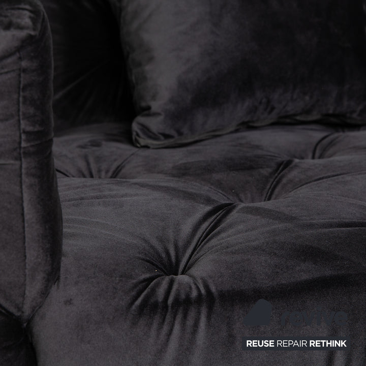 IconX STUDIOS Venus Samt Stoff Zweisitzer Sofa Couch Schwarz