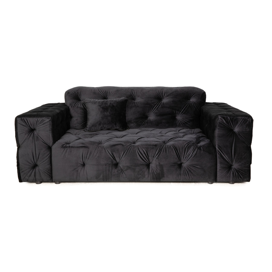 IconX STUDIOS Venus Samt Stoff Zweisitzer Sofa Couch Schwarz