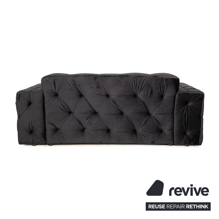 IconX STUDIOS Venus Samt Stoff Zweisitzer Sofa Couch Schwarz