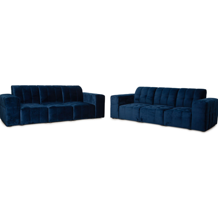 IconX Switzerland Bloom velvet sofa set blue three-seater couch