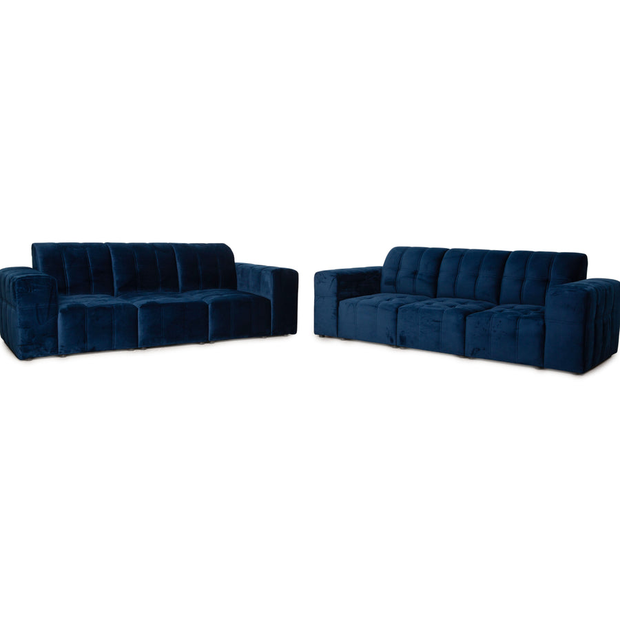 IconX Switzerland Bloom velvet sofa set blue three-seater couch