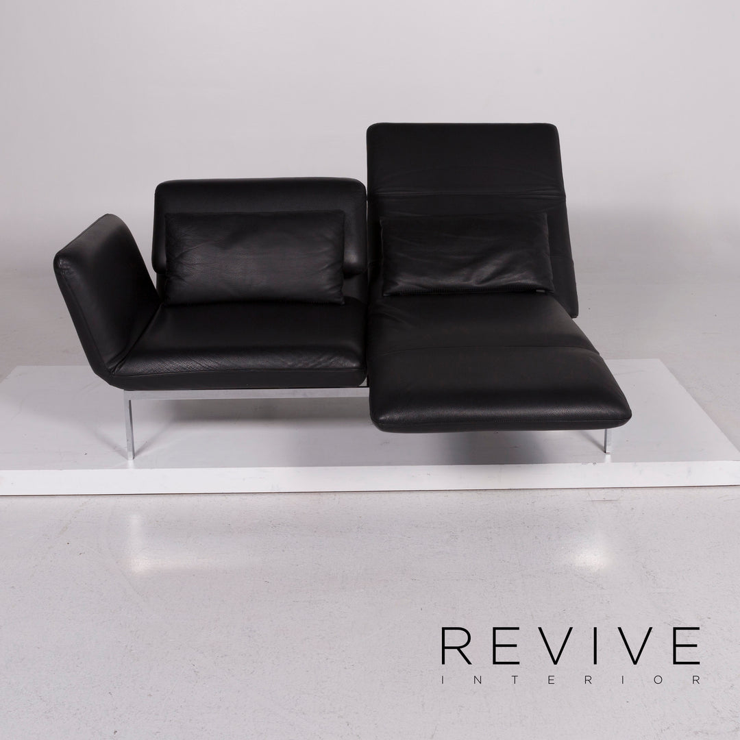 Brühl Roro Medium Leder Sofa Schwarz Zweisitzer Couch inkl. manuelle Funktion