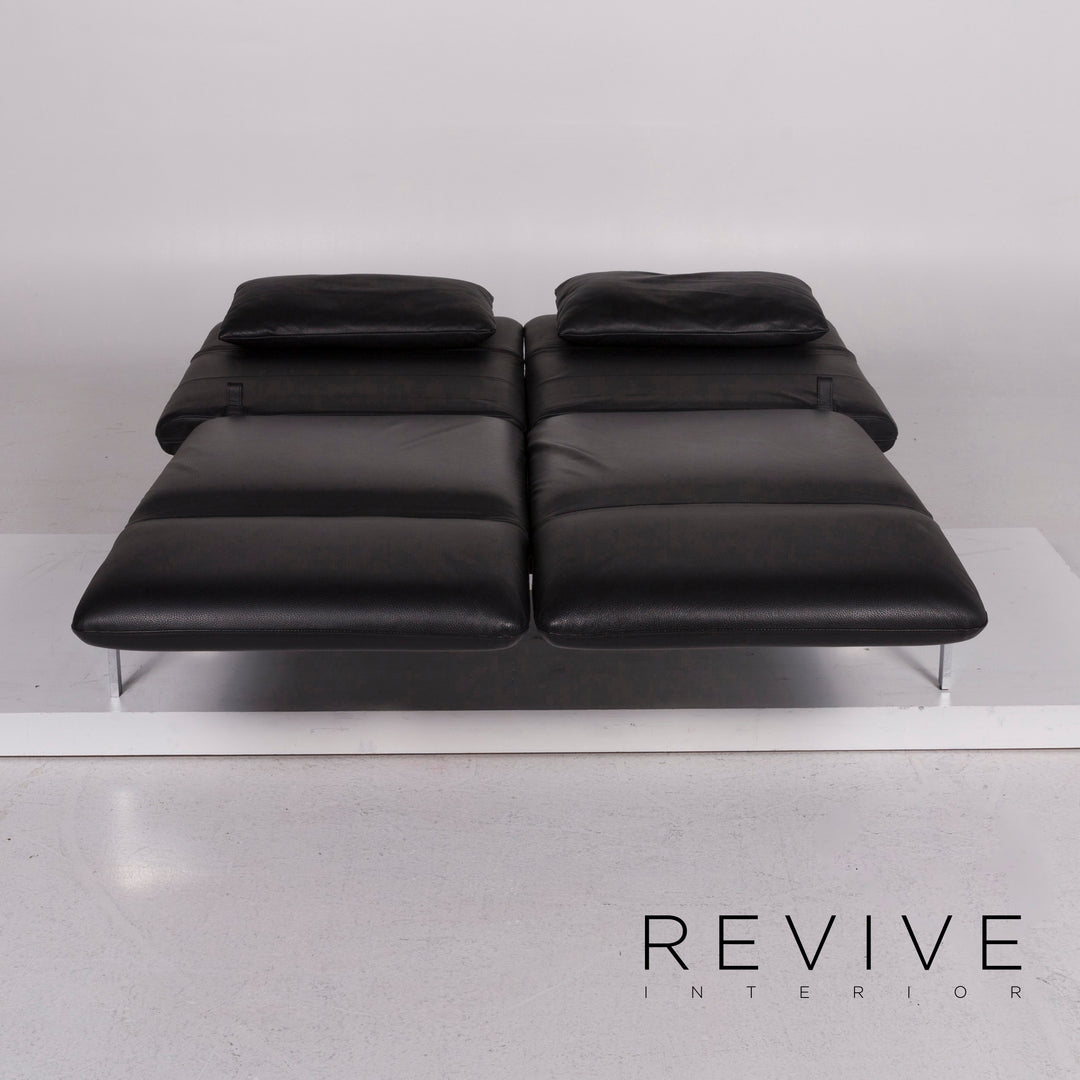 Brühl Roro Medium Leder Sofa Schwarz Zweisitzer Couch inkl. manuelle Funktion