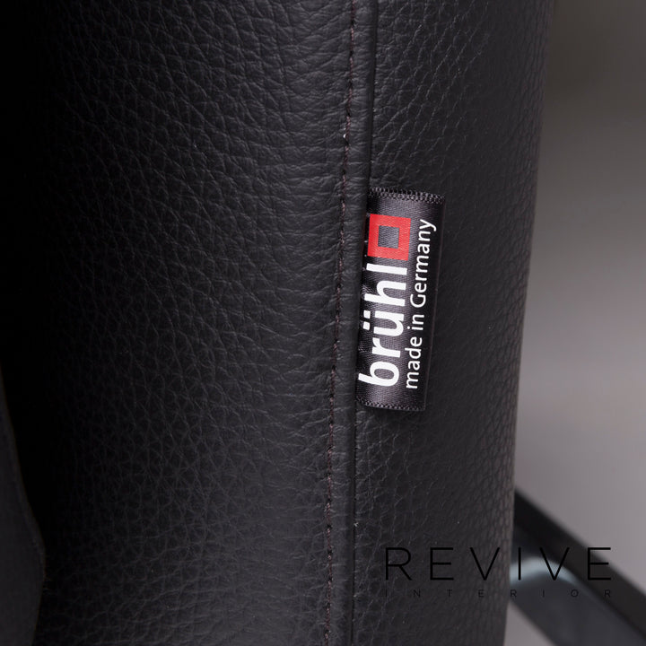 Brühl Roro Medium Leder Sofa Schwarz Zweisitzer Couch inkl. manuelle Funktion
