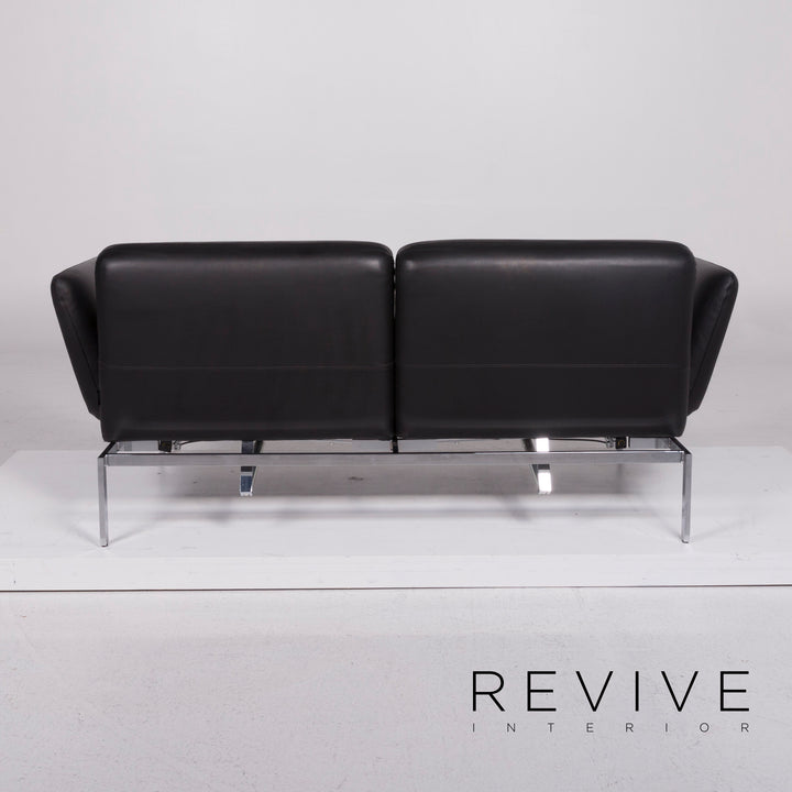 Brühl Roro Medium Leder Sofa Schwarz Zweisitzer Couch inkl. manuelle Funktion