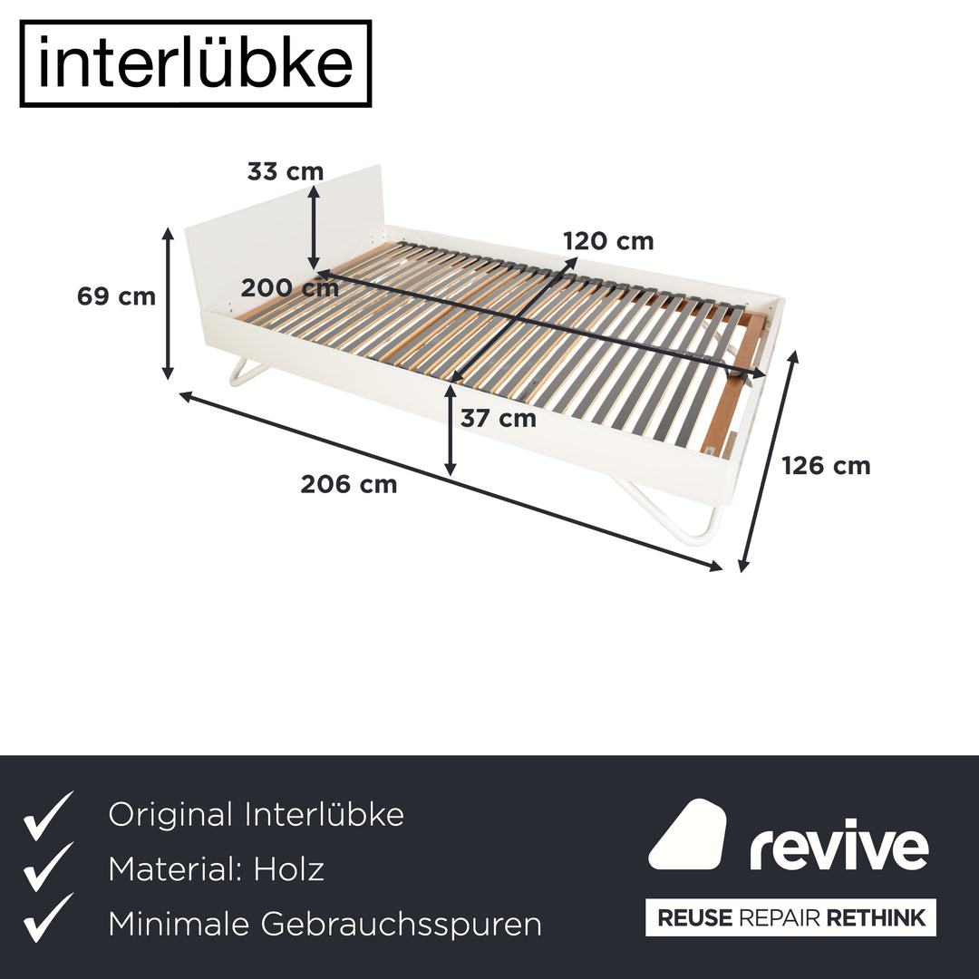 Interlübke Algo wooden bed, white, 120 x 200 cm